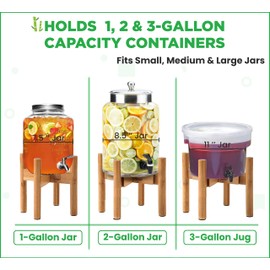 ZPirates Drink Dispenser Bamboo Stand/Holder - Adjustable, Holds Dispensers for Beverage, Lemonade, Juice and Hot/Cold Drinks - Suitable for Small-Medium Sizes (1- 2-Gallon)