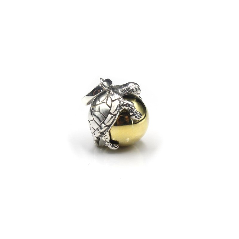 Solid Sterling Silver Turtle Harmony Ball Chime Pendant, Harmony Bola