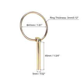 sourcing map 2Pcs 7/32" x 1-3/4" Linch Pin with Ring, Trailer Pins Assortment Kit for Boat Kayak Canoe Trailer Tractor Trolley, Gold