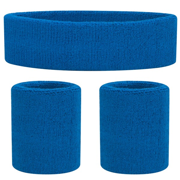 ONUPGO Sweatband Set Sports Headband Wristband Set Sweatbands Terry Cloth