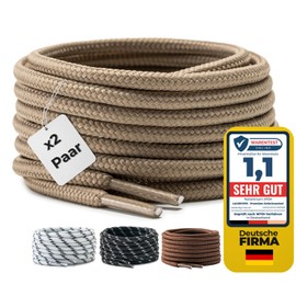 LaceHype 2 Pairs – Premium Round Shoelaces, Diameter 4.5 mm, Polyester, for Work Shoes, Boots, Outdoor Shoes and Sports Shoes, Tear-Resistant Shoe Laces, khaki