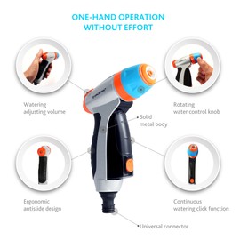 GRÜNTEK verstellbare Spritzpistole mit 3 Düsen, Garten-Spritze, Metall Gartenbrause. Einstellbare Handbrause für Garten, Autowaschen und Zuhause, stoßfest und leichtgewichtig, praktische Brause