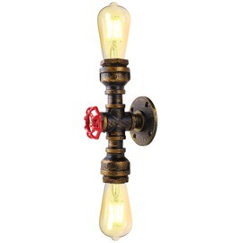 KAWELL Kreative Wasserrohr Retro Kerze Wandleuchte Industrielle Vintage Wandlampe Schmiedeeisen E27 60W Max für Schlafzimmer Küche Restaurant Cafe Bar Flur