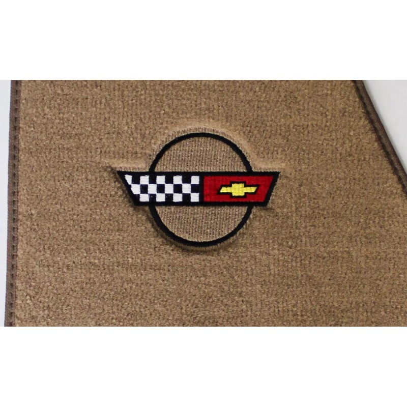 AFM NEW! Tan Carpet MAT SET 1984-1996 Corvette With Embroidered