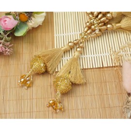 Feathers Creation Ltd Sew on Metallic Colour Tassels Garland for Curtain Edge Blouse Latkan Wedding Dress Tassel Sold per Pair 5 inch Inch Long (Gold)