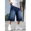 TANDAGI Men Baggy Denim Shorts Y2k Dark Blue Loose Fit