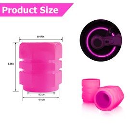 Fluorescent Car Tire Valve Stem Caps, 12PCS Auto Luminous Illuminated Wheel Valve Cover, Corrosion Resistant Glow in The Dark, Car Decor Accessories for Motorcycles, SUV, Trucks, Car (Pink)