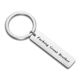 BEKECH Brother Gifts Fucking Great Brother Keychain Family Jewelry Gift for Brother from Sister (silver)