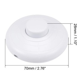 uxcell Inline Foot Pedal Push Button Switch, Round Lamp Light Foot Control ON/Off Latching Foot switch White 2Pcs