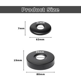 JOYOLA Pack of 6 Round Stainless Steel Round Cover Rosette Diameter 21 mm/25 mm Black Pipe Cover, Rosettes for Radiator Pipes, Water Pipe Cover, Heating Pipe Rosettes for Showers, Taps, Radiators