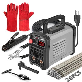 200Amp 20PCS Rods Stick Welder, Super MINI Portable Welding Machine, IGBT Inverter Welder Machine 110V with Hot Start Arc Force Anti-Stick, for 1/16"-1/8" Rod ARC Welder, Chip Hammers (Gray)