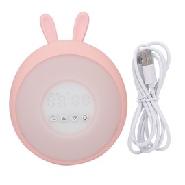 Cute Cartoon Silicone Lamp Bedroom LED Digital Touching Control Alarm ClockPink