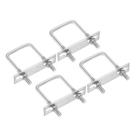 PATIKIL M8x50x50mm Square U-Bolts Kit, 4Set 304 Stainless Steel Square U Shaped Bolts Replacement Parts with Frame Plates and Nuts for Ski Board Sailboat Trailer