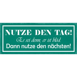 Schatzmix Saying "Use the Day" Metal Sign Wall Decoration 27 x 10 cm Tin Sign Tin Sign Sheet Metal Multi-Coloured