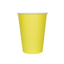 Jollity & Co Shade Paper Cups - 12-oz Party Cups in Banana Yellow - Pack of 8 Disposable Paper Cups - Easy to Mix and Match - Paper Cups to Suit All Occasions and Birthday Decorations