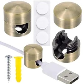 Crovakeu 3 - Pack Bronze Aluminum Cable Anchors for Desk - Phone Charger Cord Holders & Cable Management Clips - Ideal for Office, Home Desktop, Wall & Nightstand