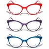V.W.E. 3 Pairs Women Cateye Pointed Tip Reading Glasses -