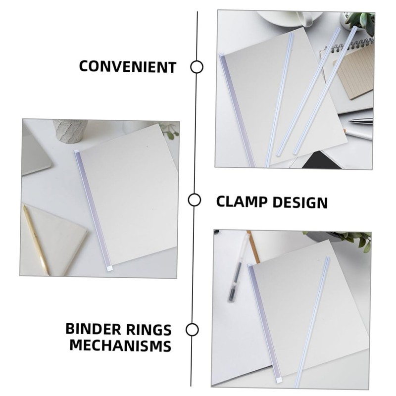 jojofuny 30pcs Plastic Slide Binders for Document Organization Transparent Book