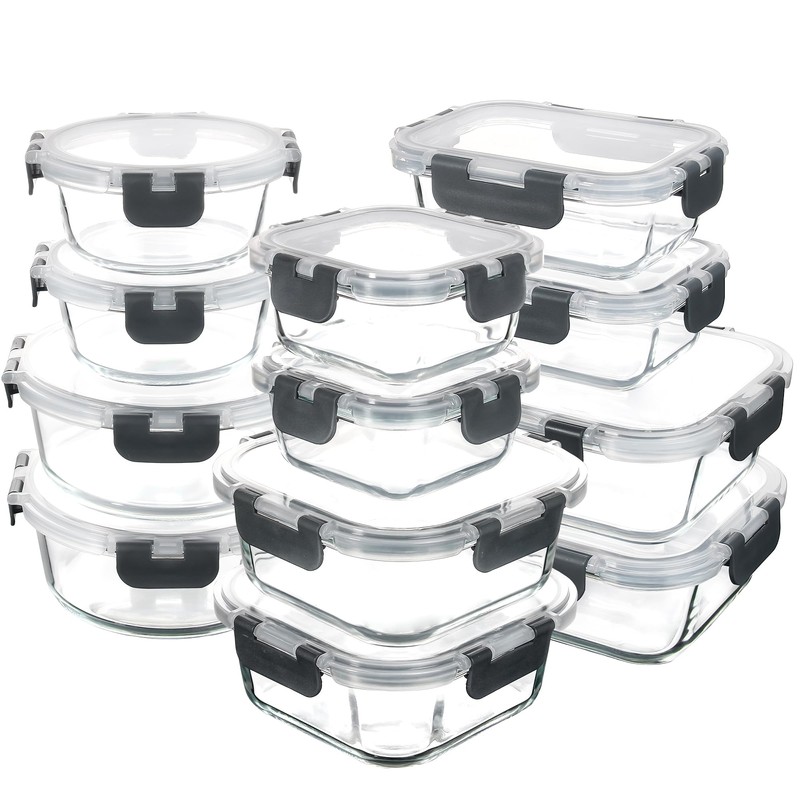 C CREST Food Storage Glass Containers Set of 12 with