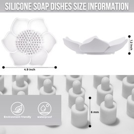 Lotus Shower Steamer Tray, Silicone Soap Dish, 2 Pack Lotus Flower Shape Shower Steamer Tray Small Self Draining Bar Soap Holder for Kitchen Bathroom Counter