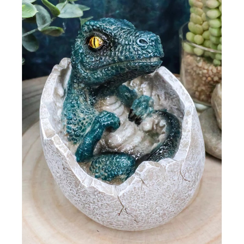 Jurassic Era Predator Velociraptor Hatchling Egg Dinosaur Figurine Collectible