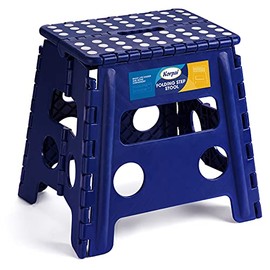 Korpai 13" Folding Step Stool for Adults and Kids Holds Up to 300 lbs ,Non-Slip Folding Stools with Portable Handle, Compact Plastic Foldable Step Stool for Bathroom,Bedroom, Kitchen,Royal Blue,1PC