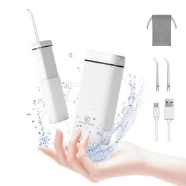 Water Flosser [Mini Cordless Portable] Oral Irrigator Water Teeth Cleaner Pick with 3 Modes & IPX7 Waterproof, Home & Travel Water Flossers for Teeth and Braces Bridges Care - Color: WHITE