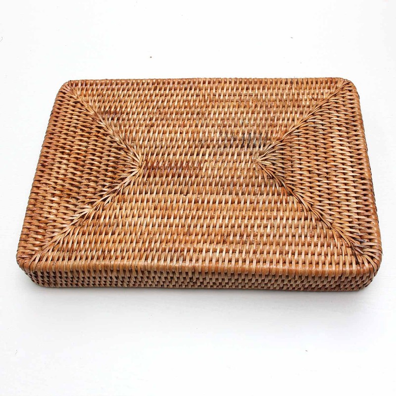 DaiDo BRONX GN856 Rattan Rectangular Basket Shallow Spa Tray, Natural