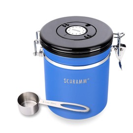 Schramm® Coffee Canister 1500 ml in 10 Colours with Dosing Spoon Height 15 cm Coffee Canisters Stainless Steel Colour: Blue