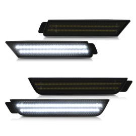 Asgohme LED Side Marker Lights Smoked Lens Bright White Front Rear Bumper Fender Marker Lamps Compatible with 2010 2011 2012 2013 2014 2015 Chevy Camaro, Pack of 4