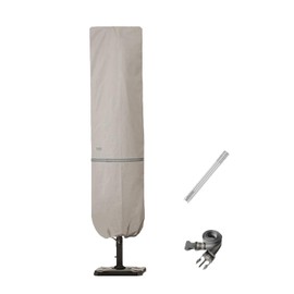 Garden Balsam Patio Umbrella Cover with Rod for 7 to 11 Ft Umbrellas & 15 Ft Double-Sided Umbrellas, Protective Waterproof Cover with Zipper, Beige