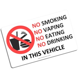 1 x Sticker No Smoking Vaping Eating Food Drinking Warning Sign Vehicle Car Security Health and Safety Taxi Label 126x75mm FC3