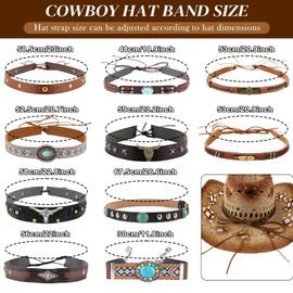 RainFlowwer 10 PCS Hat Band for Womens Cowboy Hat, Mens Hand Made Replacement Hat Belt
