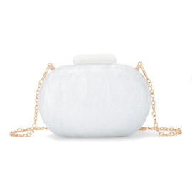 EVEOUT Acrylic Clutch Bag for Women Elegant Evening Handbags with Chain Wedding Bridal Bag Acrylic Shoulder Bag for Party Prom, White