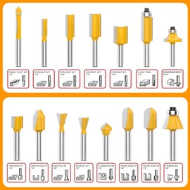 Newdeli 24A Pieces Router Bits 1/4 Inch Shank Router Bit Set Tungsten Carbide Tipped Router Bit for Beginners and Professional Woodworkers with Aluminum Alloy Storage Box - Woodworking Tools
