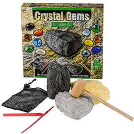 Dig Out Crystal Gems Kit with Bag, Archaeology DIY Dig Out Kit, Adventure, Geology, Science, Educational Gemstone Toy, Gift Boys Girls
