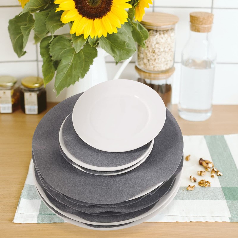 Felt Plate Storage Dividers Protectors, 48 Pieces Felt Round Plate