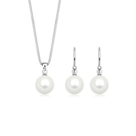 Elli Jewelry Set Ladies Elegant Set Ear Hanger Basic with Shell Core Pearls in 925 Sterling Silver