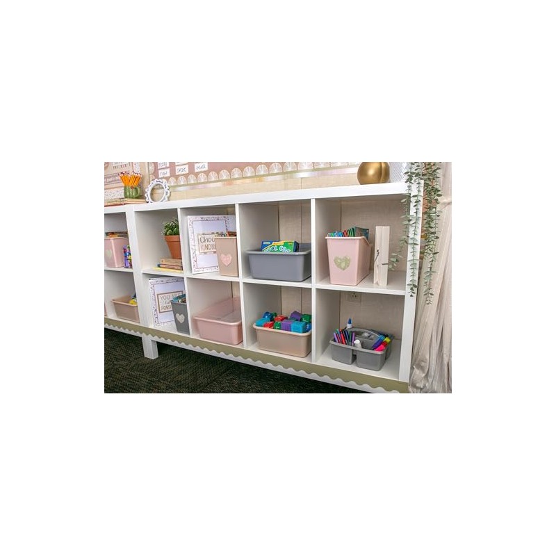 Teacher Created Resources Gray Small Plastic Storage Bin 6-Pack (TCR2088581)