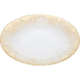 Vetro Felice 349122P Medium Plate Western Tableware Plate, Gold, 8.5 inches (21.5 cm), Happy Glass, Flash