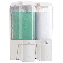 Shower Soap Dispenser Wall Mounted Shower Dispenser 2 Chamber No Dill Shampoo and Conditioner Dispenser Refillable Shampoo Dispener for Shower 2 * 500ml for Bathroom Hotel (Cream White 2 Chamber)