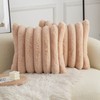 Neelvin Camel Faux Fur Cozy Soft Striped Decorative Throw Pillow