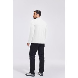 PINSPARK Men's Quarter Zip Up Pullover Mock Neck Long Sleeve Golf shirts Performance Athletic Casual Workout White