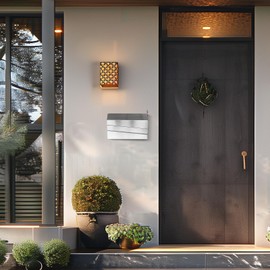 xhlokk Wall Mount Mailboxes, Stainless Steel Panel Metal Mailboxes for Outside, Large Capacity Galvanized Steel Rust-Proof Lockless Morden Mailbox, with Flag