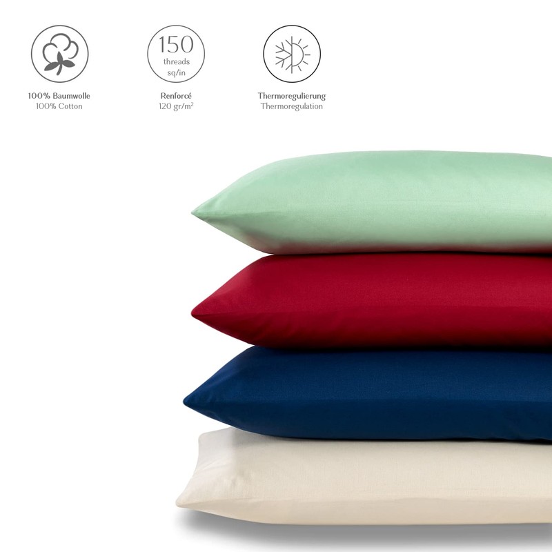 Alreya Renforcé Pillowcase, 100% Cotton, Super Soft Pillowcase with YKK
