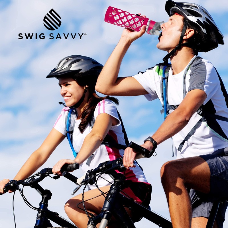 Swig Savvy Sports Leakproof Wide Mouth Glass Water Bottle with