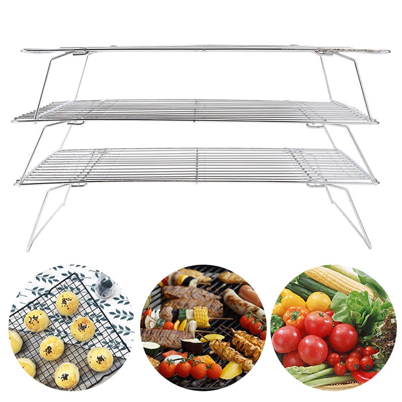 3‑Tier Cooling Rack Collapsible Folding Legs for Cookies Cakes Kitchen