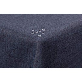 Tablecloth Linen Look Lotus Effect with Straight Hem Edge 160 x 220 Oval Grey