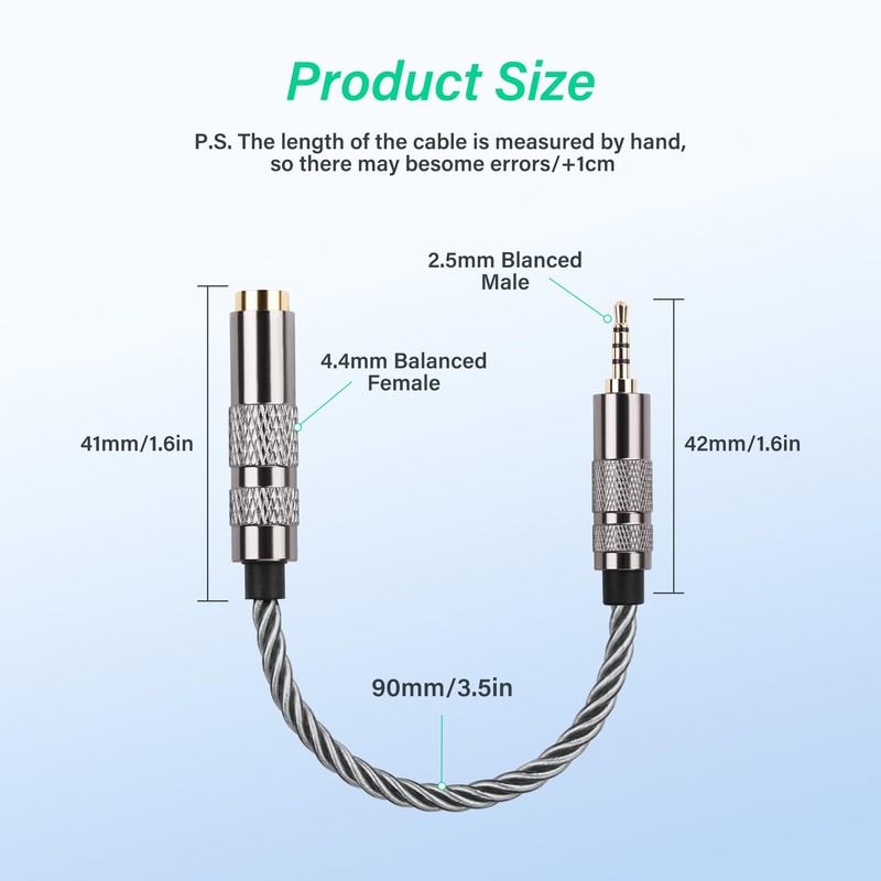 SinLoon 4.4mm Female to 2.5mm Male Balanced Audio Adapter Cable,