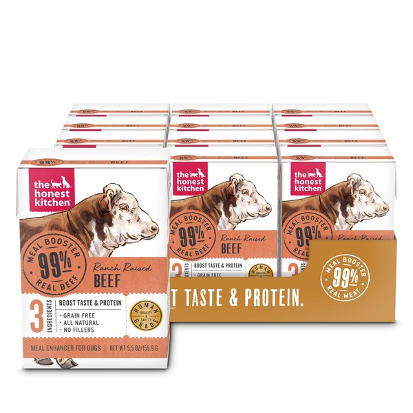 The Honest Kitchen Meal Booster: 99% Beef Dog Food Topper, 5.5 oz (Pack of 12)